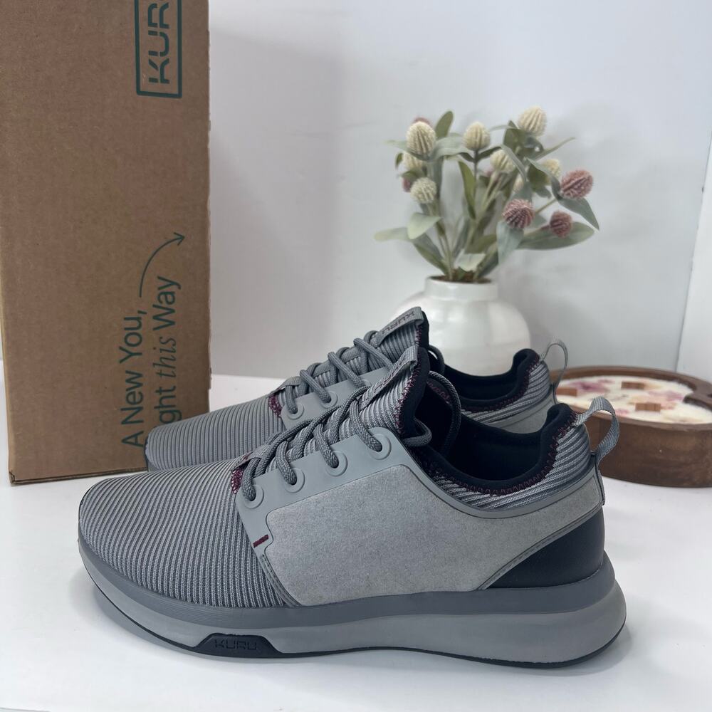 Kuru Atom Walking Comfort Sneaker Storm Gray/Black Men 8 W NWB Plantar Fasciitis
